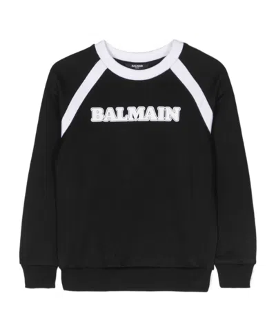 Balmain Logo-print Jersey Sweatshirt In Black