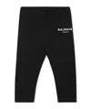 Balmain Logo Cotton-blend Jersey Leggings In Black