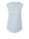 BALMAIN LOGO PRINT LIGHT BLUE COTTON TANK TOP