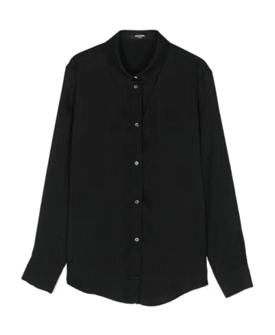 Balmain Logo-print Long-sleeve Shirt In Black