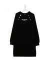 Balmain Teen Logo-print Long-sleeve Sweatshirt Dress In Black