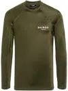 Balmain Logo-print Long-sleeve T-shirt In Green