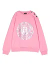 Balmain Logo-print Long-sleeved Sweatshirt In Pink