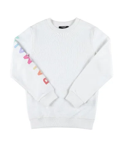 Balmain Logo-print Long-sleeved T-shirt In White