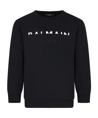 Balmain Logo-print Organic Cotton Sweatshirt In Black