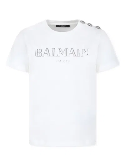BALMAIN LOGO-PRINT ORGANIC-COTTON T-SHIRT