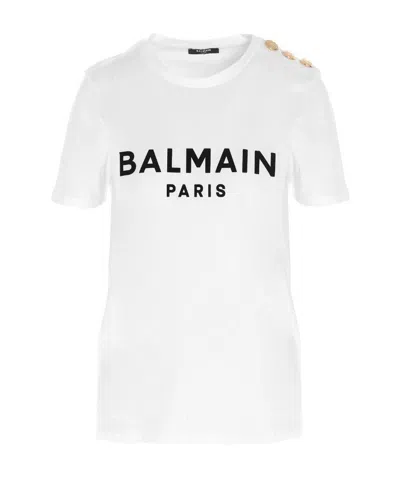 BALMAIN LOGO-PRINT ORGANIC-COTTON T-SHIRT