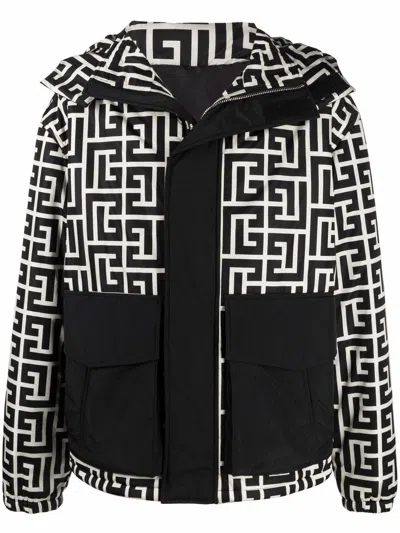 Balmain All-over Monogram Printed Padded Jacket In Animal Print