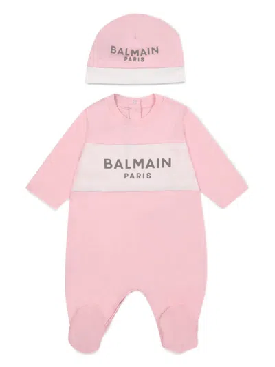 Balmain Babies' Logo-print Pyjamas In Pink