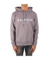 Balmain Logo-print Pullover Hoodie In Gray