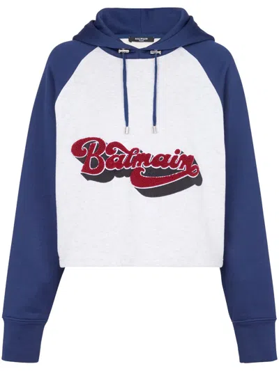 Balmain Logo-print Raglan-sleeve Hoddie In Multi