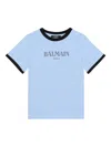 Balmain Logo-print Ringer T-shirt In Blue