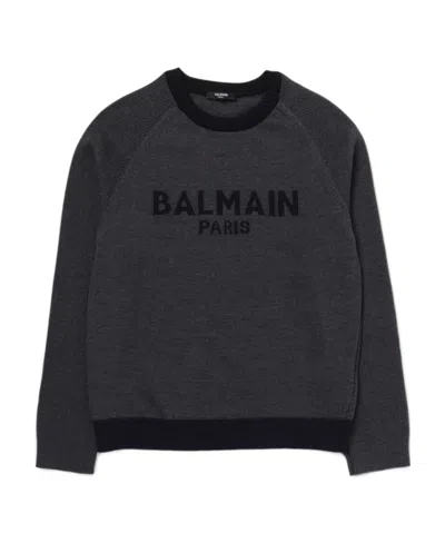 Balmain Logo-print Round-neck Jumper In Black