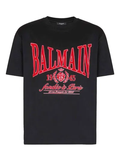 BALMAIN LOGO-PRINT ROUND-NECK T-SHIRT