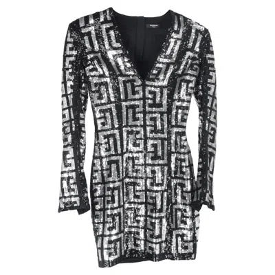 blue dress for baby girl BALMAIN Black Dress with Silver Details – Junior Fashion Outlet main image 1