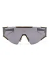 Balmain Logo-print Shield-frame Sunglasses In Black