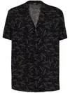 Balmain Black Shirt With Notched Collar And All-over Logo Print In Black