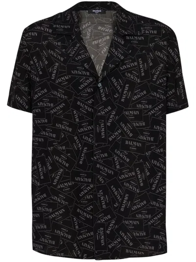 BALMAIN LOGO-PRINT SHIRT