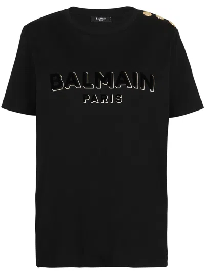 Balmain Logo-print Short-sleeve T-shirt In Black