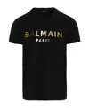 Balmain Metallic Logo-print Cotton T-shirt In Black