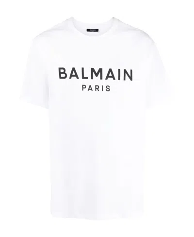 BALMAIN ECO-RESPONSIBLE COTTON T-SHIRT WITH BALMAIN LOGO PRINT