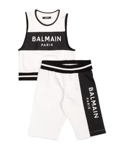 Balmain Logo-print Shorts Set In White