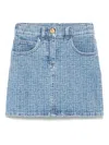 Balmain Monogram Denim Skirt In Blue