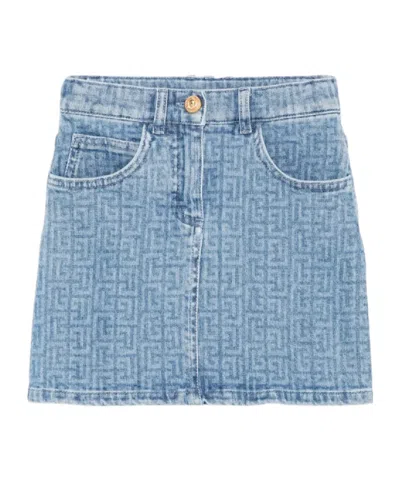 Balmain Logo-print Skirt In Imperial Blue