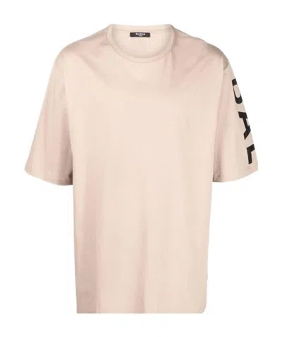 Balmain Logo-print Sleeve T-shirt In Nude