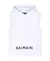 Balmain Logo-print Sleeveless Hoodie In White