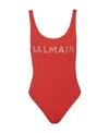 Balmain Logo-print Sleeveless Swimsuit In Red