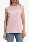 Balmain Logo Print Sleeveless T-shirt In Pink