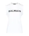 Balmain Logo Cotton Jersey Tank Top In White