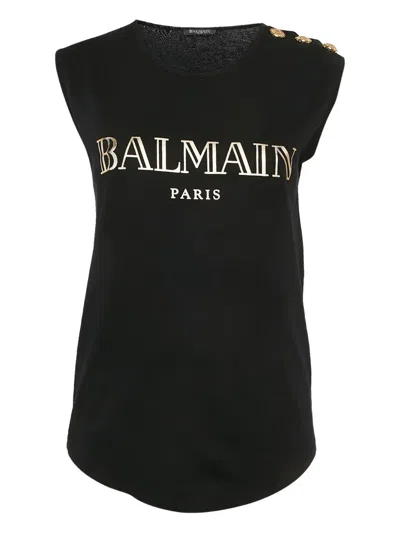 Pre-owned Balmain Logo-print Sleeveless Top