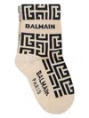 Balmain Logo-print Socks In Brown