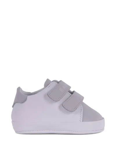 Balmain Babies' Logo-print Strap Crib Shoes In White