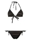 Balmain Multicolour Triangle Bikini With Adjustable Ties In Braun