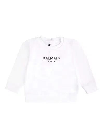Balmain Babies' Raised-logo Cotton T-shirt In 白色