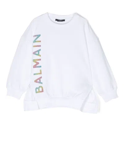Balmain Kids' Logo-print Sweatshirt In 白色