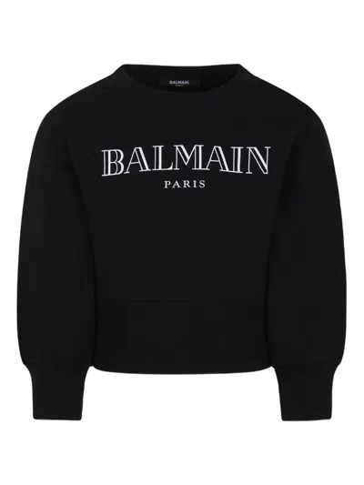 Balmain Kids' Long-sleeved Sweater In Black