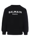 Balmain Logo Cotton Jersey Sweatshirt In Black