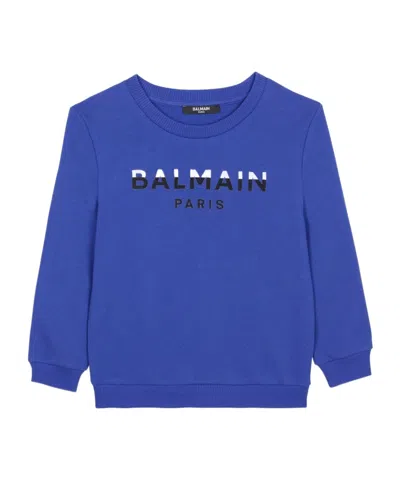 Balmain Logo-print Sweatshirt In Blue