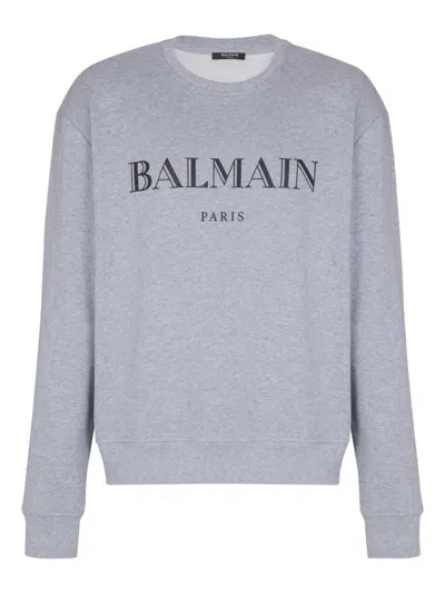 Balmain Logo-print Sweatshirt In Gray