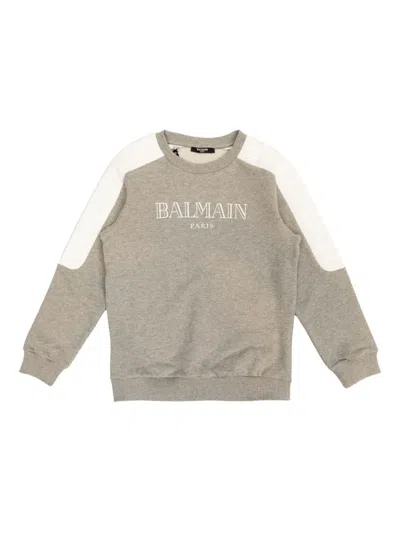 Balmain Kids' Logo-print Sweatshirt In Grey
