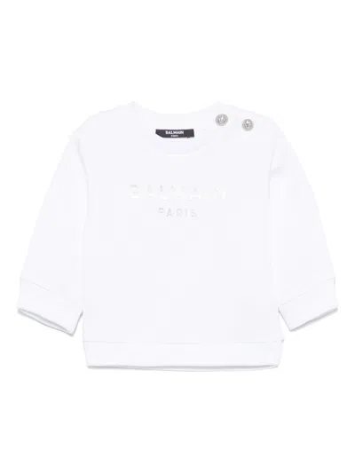 Balmain Babies' Logo-print Sweatshirt In White