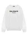 Balmain Logo Cotton Jersey Sweatshirt In White