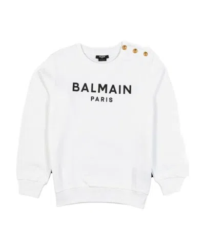 Balmain Logo-print Sweatshirt In White