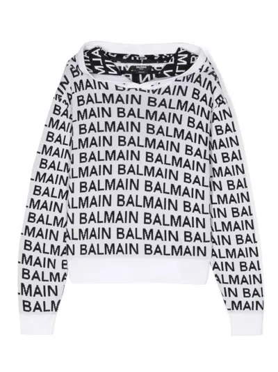 Balmain Kids' Logo-print Sweatshirt In White