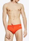 Balmain Logo Print Swim Briefs In Orange