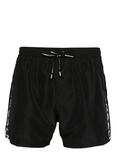 Balmain Logo-print Swim Shorts In Black